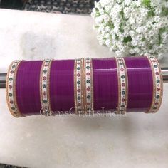 BEAUTIFUL  PUNJABI  CHURA BANGLE  *  Main Color : Purple * Skin Friendly : This Product does not contain harmful constituents. Anti-allergic safe for Skin. * Quality : Made from Premium Quality Material. This Product assures to remain in its Original Glory even after several usages.     . Actual Images of item are shown above, Please be aware of the actual colors may vary from the color shown on your screen, as monitor    settings may vary from individual to individual. . Welcome to Our Etsy Sto Traditional Purple Bracelets For Festivals, Pink Meenakari Bangle For Wedding, Purple Bangle For Wedding, Pink Meenakari Wedding Bangle, Traditional Adjustable Purple Bangle, White Cutdana Bangle As Gift, Pink Cutdana Bangle For Weddings, White Bangle For Marriage And Festivals, White Bangle For Marriage And Festive Occasions