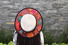 This women's hat is hand embroidered in Mexico. Mexican Hat, Shoe Stretcher, Huarache Sandals, Womens Hat, Embroidered Hat, Traditional Mexican, Embroidered Hats, Mexican Style, Vintage Mexican