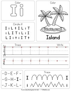 the letter i worksheet for children to learn how to write and draw letters