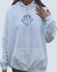 ✰Embroidered✰UNISEX✰Hand drawn and designed✰50% cotton, 50% polyester✰Super soft and comfy!✰Model is 5'5 and wearing Size L in a White Hoodie with Black thread. White Hoodie With Embroidered Graphics For Fall, Oversized Embroidered Cotton Hoodie, White Long Sleeve Hoodie With Screen Print, White Hooded Top With Screen Print, White Long Sleeve Hoodie With Embroidered Graphics, Embroidered Graphics Hoodie For Fall, Cotton Hoodie With Embroidered Graphics, Embroidered Hoodie For Fall, White Hoodie With Embroidered Graphics In Relaxed Fit