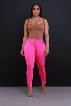 Trendy High Waist High Stretch Pants, Trendy High-waist High-stretch Pants, High Rise High Stretch Pants, High Waist High Stretch Pants, Fitted Bottoms With Button Closure And Tapered Leg, Fitted Tapered Leg Bottoms With Button Closure, Fitted Pants With Button Closure For Spring, Fitted High-waisted Pink Leggings, High Rise Non-stretch Pants With Button Closure