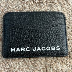 New With Tags! Marc Jacobs Card Holder, Black Rectangular Wallet With Logo, Black Rectangular Wallets With Logo, Designer Black Card Holder For Everyday Use, Designer Black Bags With Card Slots, Trendy Black Bags With Card Slots, Casual Black Bags With Interior Card Slots, Casual Black Bag With Interior Card Slots, Trendy Black Card Holder With Card Slots