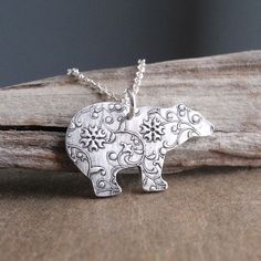 Silver Polar Bear Necklace, Fine Silver Flowering Vine Polar Bear, Sterling Silver Chain, Made To Order Silver Etched Nature-inspired Necklaces, Nature-inspired Silver Etched Necklaces, Silver Engraved Nature-inspired Necklace, Etched Silver Nature-inspired Jewelry, Etched Nature-inspired Silver Jewelry, Nature-inspired Etched Silver Jewelry, Nature-inspired Engraved Silver Jewelry, Nature-inspired Silver Hand Stamped Jewelry, Silver Hand Stamped Flower Pendant Jewelry