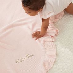 Wrap your little one up in a beautiful, personalized knit blanket. With soft cotton and ruffles along the edge of the blanket, it makes a wonderful gift for new or expecting parents at baby showers. This breathable blanket is great as a stroller blanket or as a lightweight option on warmer days. Add an embroidered monogram for a special touch that can become a cherished keepsake when they get older.    40"w x .25"d x 30"h 100% knitted cotton.  Hand wash cold. Lay flat to dry.  Imported.  Embroid Cotton Baby Blanket, Cotton Baby Blankets, Expecting Parents, Stroller Blanket, Embroidered Monogram, Kids Blankets, Knit Blanket, Cotton Baby, Knitted Blankets