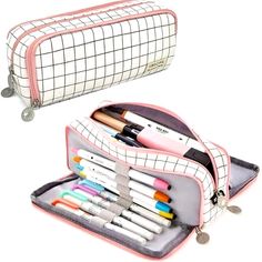 Large, Spacious, Multifunctional Zippered Organizer For School/Office/Travel/Makeup - It Will Work For So Many Occasions! Brand New! Pencil Case Pouch, School Pencil Case, Cute School Stationary, Cute Pencil Case, Cool School Supplies, Study Stationery, Stationary School, Pen Pouch, Cute School Supplies