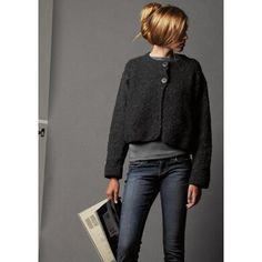 Stitch Jacket, Stil Inspiration, Modieuze Outfits, Garter Stitch, 가을 패션, Looks Style, Knitting Inspiration, Knit Jacket, Black Jacket