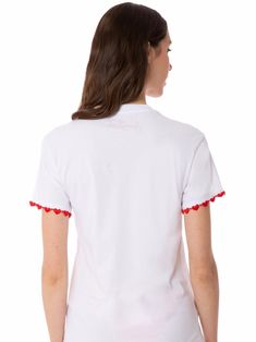 Woman cotton t-shirtI love St. Barth embroideryRound neckShort sleeves with heart embroideries and St. Barth logoComposition:100% cotton | MC2 Saint Barth Women's Cotton T-shirt With Heart Embroidered in White | SS20 Short Sleeve Cotton Tops With Embroidered Logo, Cotton Tops With Embroidered Logo And Short Sleeve, White Short Sleeve Top With Embroidered Hem, White Embroidered Hem Top With Short Sleeves, White Cotton T-shirt With Heart Patch, Cotton Crew Neck Top With Embroidered Hem, Cotton Tops With Heart Graphic And Short Sleeves, Cotton T-shirt With Heart Patch, Short Sleeve, Cotton T-shirt With Heart Patch