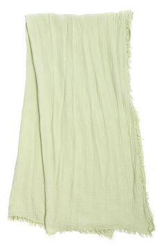 Love to layer this all-cotton gauze scarf trimmed with fluttery eyelash trim. 71" x 39" 100% cotton
 Dry clean Imported Spring Green Cotton Scarves, Green Cotton Scarves For Spring, Solid Cotton Scarf For Spring, Moisturizing Toner, Holiday Pajamas, Kids Uggs, Night Out Outfit, Clutch Pouch, Cotton Scarf