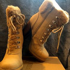 Steve Madden Faux Fur Lining Timing High Heel Wedge Boots Tan Women Size 8 One Pair And One Pair Size 7 Available Steve Madden Women Timing Faux Fur Lined Heels Wedge Boots Suggested Retail Price: $139.95 Condition: New In Box Style Type: Wedge Boots Collection: Steve Madden Size 7, Size 8 Heel 4 1/2 Inches Color Tan Material Faux Fur Lining Winter Platform Wedge Boots In Faux Leather, Winter Wedge Boots With High Heel, Winter Synthetic Wedge Boots With Round Toe, Trendy Medium Width Wedge Boots For Winter, Trendy Medium Width Winter Wedge Boots, Leather Wedge Boots With Block Heel For Winter, Winter Wedge Heel Boots, Trendy Synthetic Wedge Boots For Winter, Fall Synthetic Wedge Boots