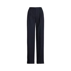 Crafted with stretch-infused wool-blend crepe for a polished look these high-rise pleated pants are a tailored wardrobe essential. Crisp creases and back waist darts enhance their leg-elongating silhouette. Chic Ralph Lauren Straight Pants, Chic Ralph Lauren High-waisted Pants, Chic High-waisted Ralph Lauren Pants, Chic High-waisted Pants By Ralph Lauren, Chic Ralph Lauren Trousers, Chic Tailored Ankle-length Pants, Ralph Lauren Formal Wide-leg Bottoms, Ralph Lauren Formal Wide Leg Bottoms, Ralph Lauren Formal Wide-leg Pants