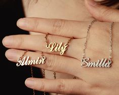 🎀Delight in the elegance of our Personalized Name Necklace would make a wonderful present for your mother, sister, closest friend, bridesmaid, or even for yourself! Perfect for Valentine's Day, Anniversaries, Birthdays, or as a thoughtful Mother's Day gesture. Each necklace is handcrafted from the finest 14K or 18K gold in your choice of yellow, white, or romantic rose gold and tailored to the wearer, with the pendant size carefully designed to ensure aesthetic harmony.  Gift the special ones i Elegant Name Necklace With Hallmark For Anniversary, Rose Gold Name Necklace For Anniversary On Valentine's Day, Rose Gold Name Necklace For Birthday And Valentine's Day, Rose Gold Name Necklace For Valentine's Day Anniversary, Rose Gold Name Necklace For Mother's Day Anniversary, Elegant Rose Gold Name Necklace For Anniversary, Elegant Rose Gold Name Necklace For Birthday, Elegant Name Necklace With Hallmarks For Birthday Gift, Elegant Name Necklace For Birthday, Valentine's Day Gift