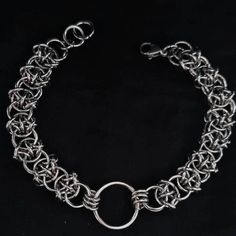 This bracelet is fully handmade with stainless steel jump rings weaved into a beautiful pattern to create a barbed wire look.  Stainless steel is the perfect metal for jewellery making as it is hypoallergenic and anti tarnish. It is also very durable and perfect for every day wear.  This bracelet comes in a standard size of 7 inch maximum length but is fully adjustable at any length up to that.  If you know your exact measurements please feel free to leave them in your order notes so I can make the perfect fit for you 😊 Chain Mail Jewelry, Jumpring Jewellery, Chain Link Jewelry, Chainmaille Jewelry Patterns, Chain Maille Patterns, Jump Ring Jewelry, Chain Jewellery, Metal Jewelry Making, Chainmail Bracelet