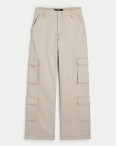 nline Exclus Beige Cargo Pants Women, Hollister Leggings, Beige Cargo Pants, Cargo Pants Color, Tan Cargo Pants, White Cargo Pants, New York Fits, Gingham Pants, Baggy Cargo Pants