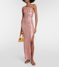 Jacquard one-shoulder maxi dress in pink - Missoni Mare | Mytheresa Missoni Mare, Missoni Dress, One Shoulder Maxi Dress, One Shoulder Midi Dress, Glamorous Style, Pink Midi Dress, Missoni, Fashion Inspo Outfits, One Shoulder