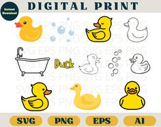 rubber ducks clipart set for commercial use