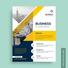 a yellow and blue business flyer template