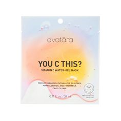 Avatara Vitamin C Water Gel Face Mask - 0.71oz Vitamin C Mask, Gel Face Mask, Mini Facial, Raspberry Ketones, Gel Mask, Normal Skin, Combination Skin, Self Care Routine, Facial Skin Care