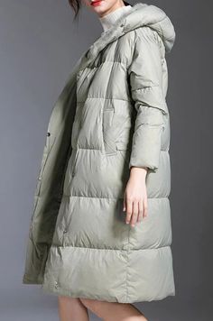 Loose Long Women Down Coat Winter Loose 90% Hooded Duck Down Jackets       Organic nature Fabric hand made custom Made women fashion #women clothing #downcoatwomen#loosedowncoat#blackcoat#plussizecoat