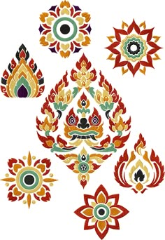 an ornate design with many different colors and shapes