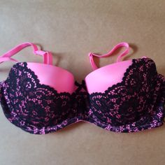 Victoria's Secret Pink Black Lace Balconet 34c Party Pink Bra With Lace Trim, Pink Fitted Underwire Bra, Fitted Pink Underwire Bra, Fitted Pink Bra, Pink Underwire Partially Lined Bra, Cute Bras, Perfect Bra, Relationship Tips, Victoria's Secret Pink