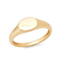 Eriness | Mini Gold Signet Ring Our 14K gold Mini Gold Signet Ring is made to be worn on any finger! Whether you are stacking it with your eternity band or wearing it alone on your pinky, it is the perfect touch. SBR152-YG All sales are final. Heirloom White Gold Rings With Smooth Bezel, Heirloom White Gold Ring With Smooth Bezel, Yellow Gold Stackable Oval Jewelry, Oval Stackable Yellow Gold Jewelry, Oval Yellow Gold Stackable Jewelry, Oval Yellow Gold Stackable Rings Tarnish Resistant, 14k Rose Gold Midi Rings With Round Band, Fine Jewelry Stackable Initial Ring With Round Band, Polished Rounded Promise Ring Jewelry