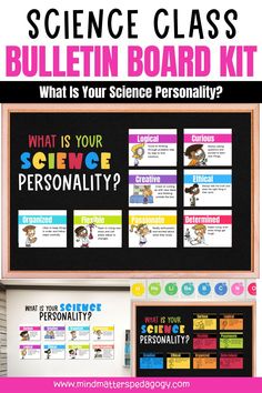 a bulletin board with text that reads science class bulletin board kit what is your science personality?