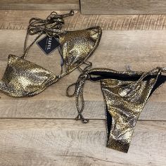 New With Tags, Shiny Gold Wild Cat Print Bikini Looks Great On And Off The Beach. Top Has Light Padding (Removeable) Tagged Size 6 Beach Dance, Garbage Dump, Cozy Summer, 2000s Fashion Trends, Zaful Bikinis, High Waisted Bathing Suits, Pink Wrap, Black Animals, Swim Suits