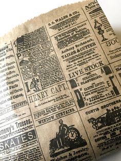 an old newspaper with some type of advertisement on it