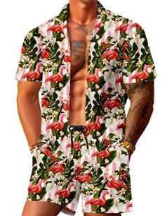 PRICES MAY VARY. Design: Men's luxury design button down dress shirt, short sleeve, gold trims button, luxury print, light fabric,classic fit. Shorts with drastring and Large capacity pockets. Clean cut and sewing for the perfect blend of casual and fashion. Premium Quality, exquisite craftsmanship, Great fabric for everyday outlook, Stylish designed and Produced by JoZorro Garment Care: This mens Hawaiian Shirt Set is not only comfortable, but it is also easy to wash and durable. The easy care instructions are as follows: Washing max 104F (40C), Low temperature ironing 230F (113C), Do not bleach. Hand-washed or MACHINE-WASHED and hung up to air dry. GUARANTEE from JoZorro: We know that one of the biggest drawbacks to buying clothes online is the fact that you can't try the product in pers Summer Beach Outfits, Black Floral Shirt, Men Hawaiian Shirt, Buy Clothes Online, Luxury Printing, Winter Knit Hats, Hawaiian Outfit, Summer Beach Outfit, Beach Outfits