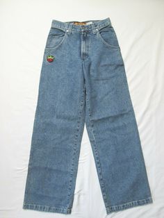 Skate Jeans, Vintage Jeans Mens, Crown Embroidery, Skate Pants, Jnco Jeans, Max Mayfield, Heart Crown, Jean Pockets, Label Sticker