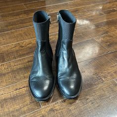 These Cuties Are Too Large For Me, I Did Wear Them Once Because I Was Desperate And Had No Other Options For The Outfit I Was Wearing Haha. That Beings Said There Are A Few Scuffs On The Bottom But The Rest Of The Boot Looks Brand New. Size 7 See Here On Site: Https://Www.Dolcevita.Com/Products/Gineva-Boots-Black-Leather Black Fitted Chelsea Boots With Round Toe, Black Moto Boots With Leather Sole And Medium Width, Black Boots With Textured Sole And Almond Toe, Black Almond Toe Moto Boots For Formal Occasions, Formal Black Closed Toe Moto Boots, Black Almond Toe Boots With Textured Sole, Black Chelsea Boots With Almond Toe, Black Chelsea Boots With Medium Width And Almond Toe, Black Boots With Textured Sole And Medium Width