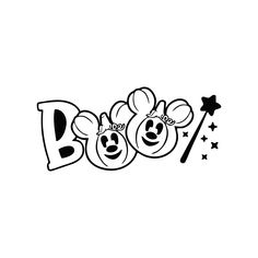 a black and white drawing of two clowns with the word boo on it's face