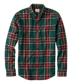 The softest long-lasting flannel in the widest range of 100% authentic Scottish tartans - now in Slim Fit. Slim Fit: Cut slim through the chest, sleeve and waist. Each color is carefully matched to the historical tartans in the Scottish registry. Made of high-quality Portuguese cotton flannel, an L. L. Bean exclusive. Authentic tartans are yarn-dyed for lasting color. Machine wash and dry. Button-down collar. Shirttail hem. Single patch pocket. Imported. Fit: Slim Fit | Men's Scotch Plaid Flanne Classic Green Flannel Shirt For Fall, Green Relaxed Fit Flannel Shirt For Fall, Cheap Red Classic Flannel Shirt, Vintage Green Cotton Flannel Shirt, Affordable Vintage Red Flannel Shirt, Rugged Plaid Cotton Flannel Shirt, Classic Red Long-sleeved Flannel Shirt, Mens Flannel Shirt, Scottish Plaid