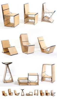 several different types of furniture made out of cardboard