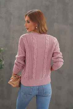 Pink Buttons Weave Knit Cardigan Pink Cable Knit Long Sleeve Cardigan, Casual Crew Neck Cable Knit Cardigan, Pink Cable Knit Casual Cardigan, Pink Casual Cable Knit Cardigan, Casual Pink Cable Knit Cardigan, Leopard Satin Dress, Plain Vest, Graphic Pant, Swimwear High Waisted