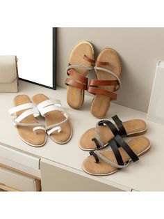 Women's Flat Sandals, Breathable Summer Beach Flats, Comfortable And Stylish Outdoor Sandals Black Cool   PU Leather Plain    Women Shoes, size features are:Bust: ,Length: ,Sleeve Length: Beach Flats, Outdoor Sandals, Sandals White, Shoes Comfortable, Womens Sandals Flat, Brown Sandals, Sleepwear Women, Pink Brown, Maternity Bag