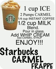 starbucks caramel frappe poster with instructions