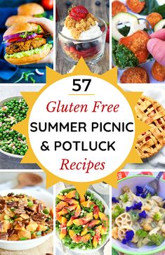 the top five summer picnic and potluck recipes are featured in this collage