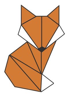 an orange origami fox is shown on a white background