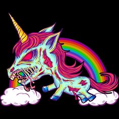 an image of a unicorn with a rainbow in the background