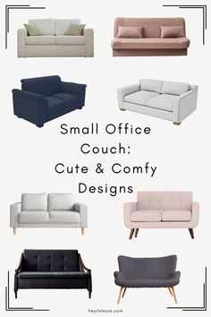 some couches and chairs with the words small office couch cute & comfy designs