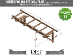 a wooden bench with measurements for it to be built into the frame and put together