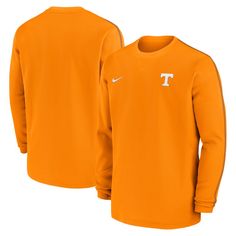 Step out in Tennessee Volunteers spirit with this Sideline Coaches top from Nike. It features a team logo on the front and contrast stitching along each sleeve. Feel like part of the Tennessee Volunteers with this sleek top. Nike Crew Neck Top With Embroidered Logo, Nike Sporty Tops With Embroidered Logo, Nike Team-colored Sweatshirt For Sports Events, Nike Team Spirit Sweatshirt With Team Logo, Nike Team-colored Fan Apparel Sweatshirt, Collegiate Nike Sweatshirt For College, Nike Collegiate Tops For Fall, Nike Long Sleeve Fan Gear Top, Nike Collegiate Sweatshirt For Fan Gear