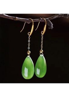 Color:Grass Green;Package Contents:1 Pair X Earrings;Occasion:Other; Grass Green, Green Earrings, Green Grass, Water Drops, Mother's Day Gifts, Mother's Day, Jade, Mothers Day, On Sale