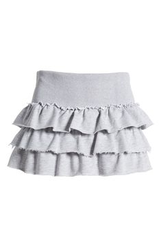 Cascading ruffles lend stunning dimension to a soft French terry skirt fashioned in a stem-baring silhouette. Pull-on style 95% cotton, 5% spandex Machine wash, dry flat Imported Stretch Cotton Mini Skirt With Ruffles, Tiered Cotton Bottoms With Ruffles, Tiered Ruffle Cotton Mini Skirt, Tiered Ruffled Cotton Mini Skirt, Tiered Ruffle Mini Skirt In Cotton, Tiered Cotton Mini Skirt With Ruffles, Ruffle Skirts, Frilly Skirt, Cascading Ruffles