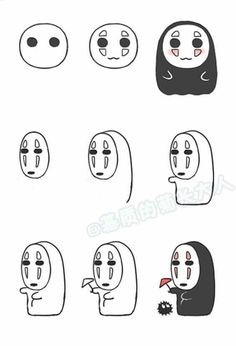 some cartoon faces with different expressions on them, including one that looks like a ghost