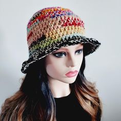 Casual Multicolor Cloche Hat For Winter, Multicolor Winter Cloche Hat With Short Brim, Winter Bucket Hat With Short Brim, One Size, Multicolor Winter Cloche Hat With Curved Brim, Multicolor Curved Brim Cloche Hat For Winter, One Size Brimmed Winter Sun Hat, Multicolor Brimmed Winter Hat, Multicolor Wide Brim Cloche Hat For Winter, Multicolor Wide Brim Winter Hat