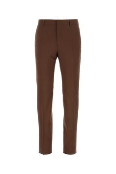 Brown Wool Pant Brown Slim Fit Tapered Leg Pants, Brown Slim Fit Straight Pants, Slim Fit Brown Bottoms For Business, Slim Fit Brown Dress Pants With Tapered Leg, Brown Slim Fit Dress Pants With Tapered Leg, Brown Slim Fit Pants With Welt Pockets, Brown Slim Fit Bottoms With Welt Pockets, Elegant Slim Fit Brown Dress Pants, Tailored Brown Tapered Leg Pants