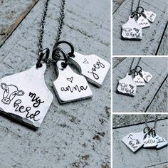 Farm Jewelry, Hand Stamped Metal, Ear Tag, Tag Necklace, Stainless Steel Chain, Name Necklace, Hand Stamped, Custom Jewelry, Halloween Shopping