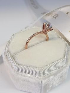 1.54 Carats Round Brilliant Cut Micropave Side Stones Accented Prongs – BenzDiamonds Classic Rose Gold Wedding Rings With Pave Setting, Brilliant Cut Diamond Engagement Ring, Rose Gold Promise Ring, Brilliant Cut Diamond Ring, Future Engagement Rings, Elegant Engagement Rings, Green Stone Rings, White Gold Set, Diamond Bridal Sets